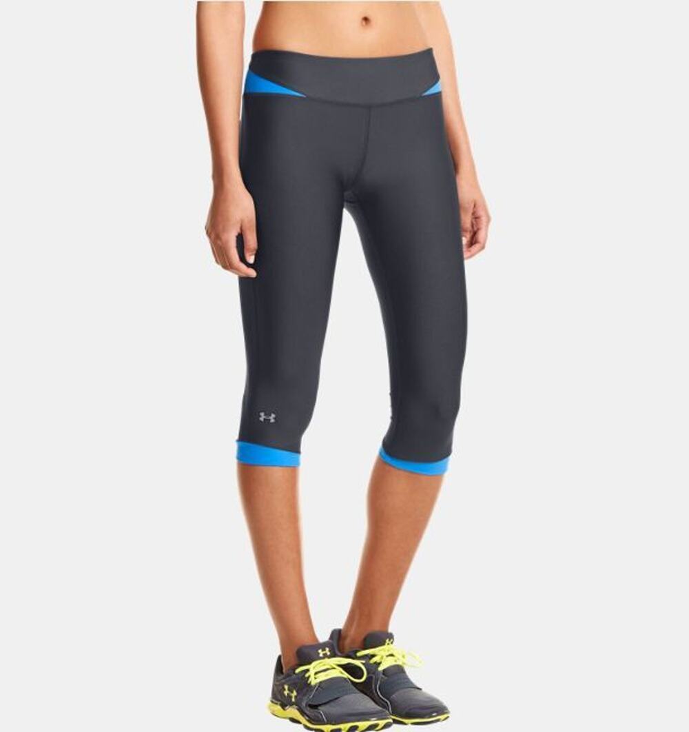 Under Armour Black Blue Fitted SONIC Woman's HeatGear Crops Size S Small